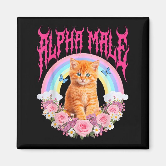 Alpha-Männliche Katze Lustiges Kätzchen Regenbogen Magnet (Vorne)