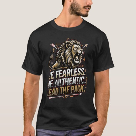 Alpha Mindset Löwen T-Shirt – Sei furchtlos, leite (Vorderseite)