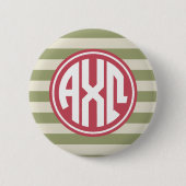 Alpha Monogramm-Streifen-Muster Chi-Omegas | Button (Vorderseite)
