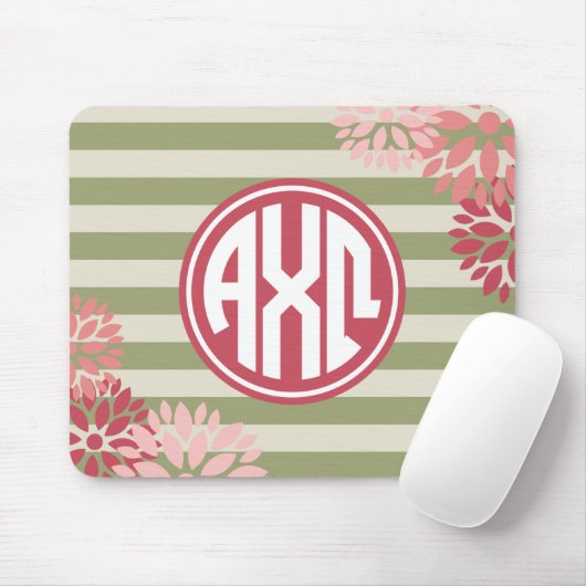 Alpha Monogramm-Streifen-Muster Chi-Omegas | Mousepad (Mit Mouse)