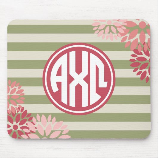 Alpha Monogramm-Streifen-Muster Chi-Omegas | Mousepad (Vorne)