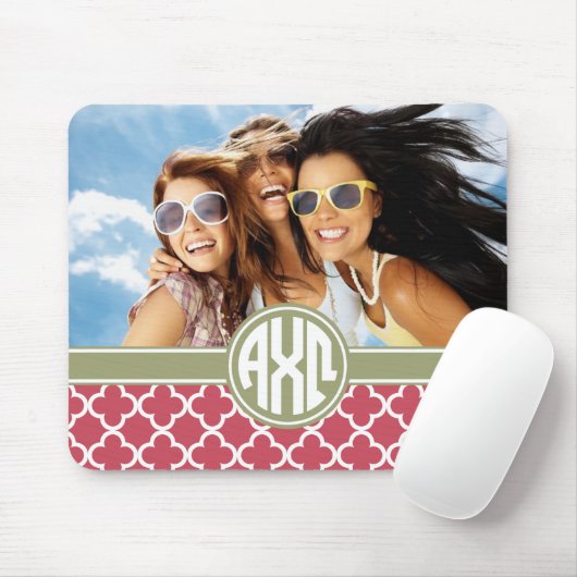 Alpha Monogramm und Foto Chi-Omegas | Mousepad (Mit Mouse)