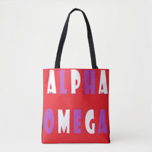 Alpha Omega lila Großtext Tasche