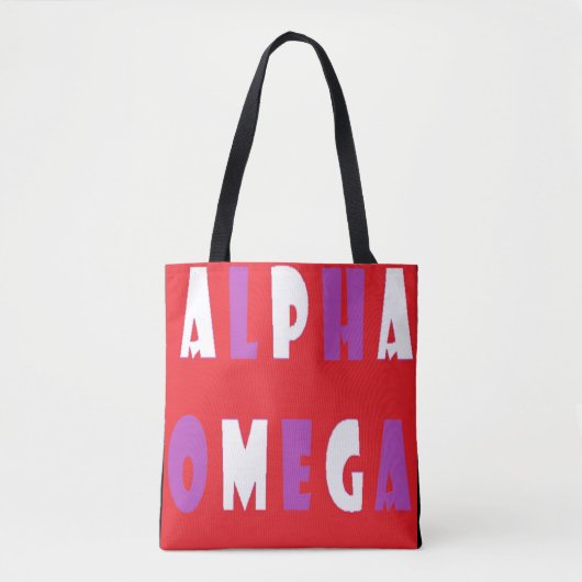 Alpha Omega lila Großtext Tasche (Vorderseite)