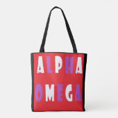 Alpha Omega lila Großtext Tasche (Rückseite)
