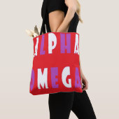 Alpha Omega lila Großtext Tasche (Von Nahem)
