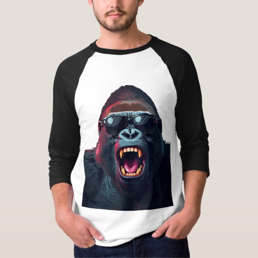 Alpha Rage – Roaring Gorilla with Sunglasses T-Shirt (Vorderseite)