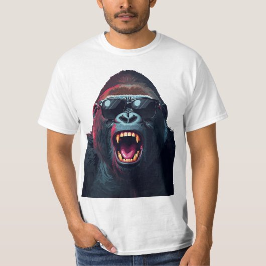 Alpha Rage – Roaring Gorilla with Sunglasses T-Shirt (Vorderseite)