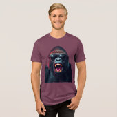 Alpha Rage – Roaring Gorilla with Sunglasses Tri-Blend Shirt (Vorderseite voll)