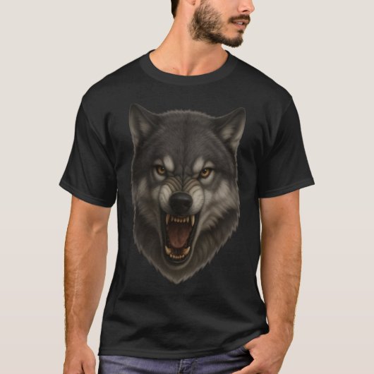 Alpha Roar – Angry Wolf Face Tee (Vorderseite)