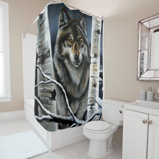 Alpha Timber Wolf Poplar Trees Duschvorhang (Beispiel)