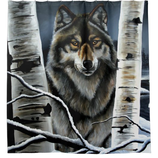 Alpha Timber Wolf Poplar Trees Duschvorhang (Vorderseite)
