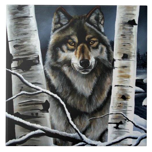 Alpha Timber Wolf Poplar Trees Fliese (Vorderseite)