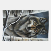 Alpha Timber Wolf Poplar Trees Geschirrtuch (Horizontal)