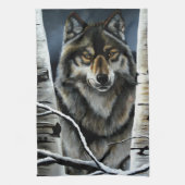 Alpha Timber Wolf Poplar Trees Geschirrtuch (Vertikal)