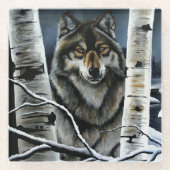 Alpha Timber Wolf Poplar Trees Glasuntersetzer (Vorderseite)