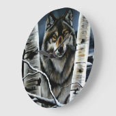 Alpha Timber Wolf Poplar Trees Große Wanduhr (Winkel)