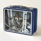 Alpha Timber Wolf Poplar Trees Metall Brotdose (Rückseite)