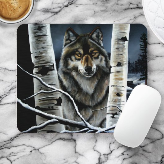 Alpha Timber Wolf Poplar Trees Mousepad