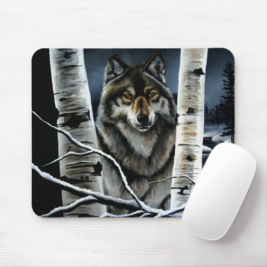 Alpha Timber Wolf Poplar Trees Mousepad (Mit Mouse)