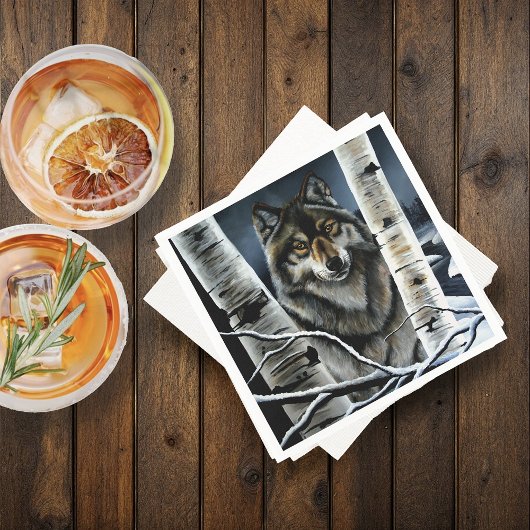 Alpha Timber Wolf Poplar Trees Serviette