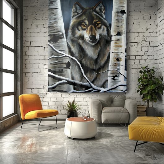 Alpha Timber Wolf Poplar Trees Wandteppich