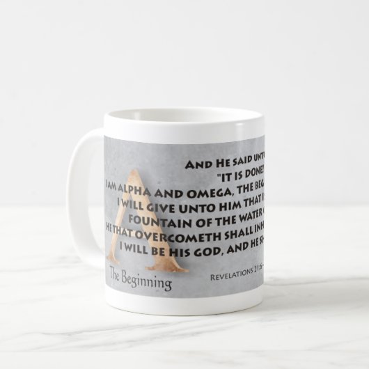 Alpha und Omega Kaffeetasse (Vorderseite Links)