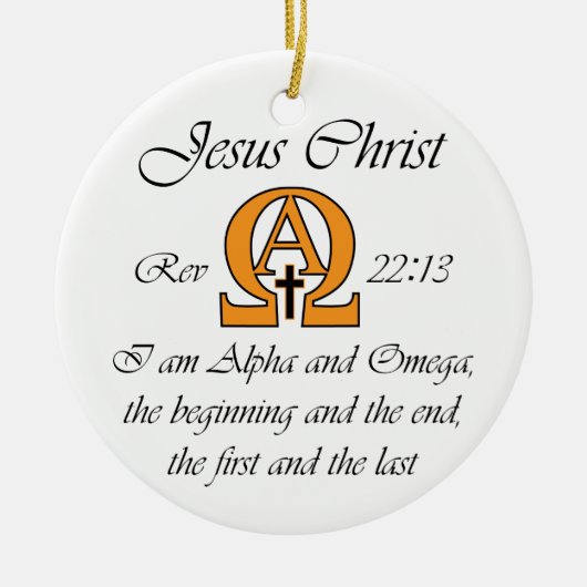 Alpha und Omega Keramik Ornament (Vorne)