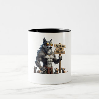 Alpha Vater - Funny Wolf Pack Leader Zweifarbige Tasse