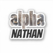 Alpha | Wolf Augen Vorname mit schwarzer Typografi Aufkleber (Vorderseite)