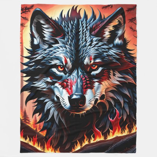 Alpha Wolf Fleecedecke (Vorderseite)