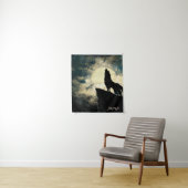 Alpha Wolf heult nachts auf Vollmond Wandteppich (Beispiel)