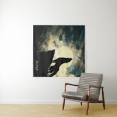 Alpha Wolf heult nachts auf Vollmond Wandteppich (Beispiel (Horizontal))