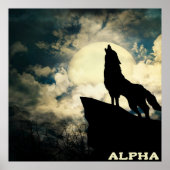 Alpha Wolf Howling am Vollmond Poster (Vorne)