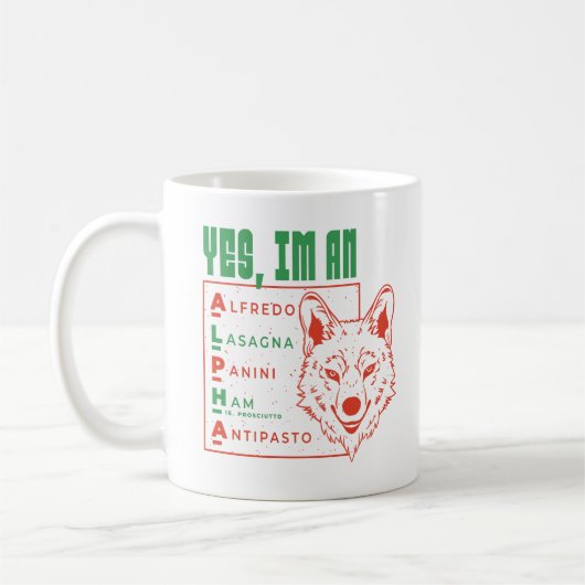ALPHA WOLF ITALIENISCHE LEBENSMITTEL JA, ICH BIN A KAFFEETASSE (Links)