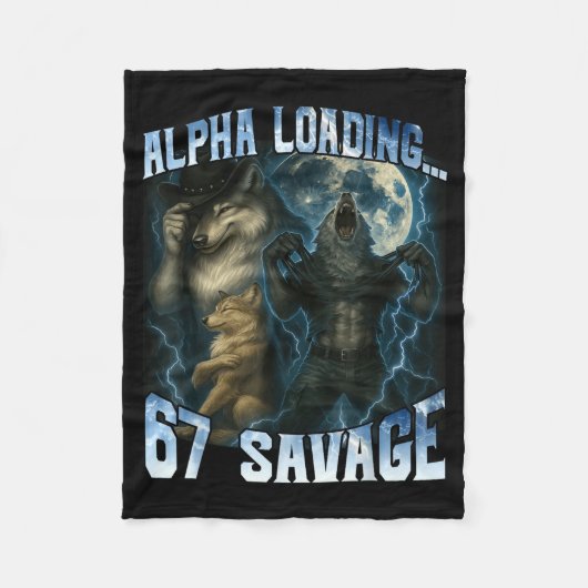 Alpha Wolf Loading 67 Percent Savage Funny Wolves Fleecedecke (Vorderseite)
