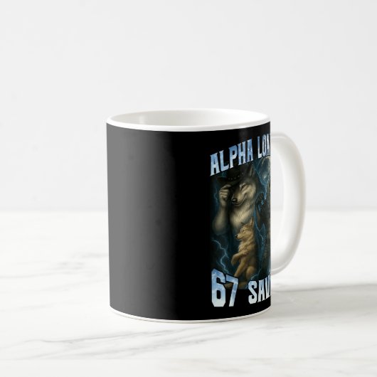 Alpha Wolf Loading 67 Percent Savage Funny Wolves Kaffeetasse (VorderseiteRechts)
