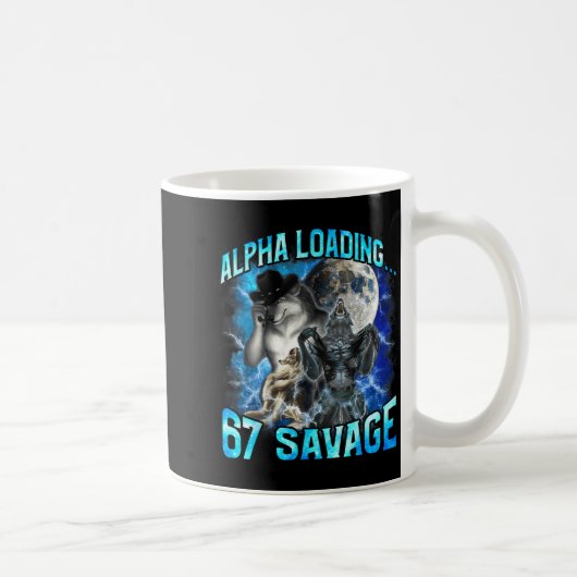 Alpha Wolf Loading 67 Percent Savage Funny Wolves Kaffeetasse (Rechts)