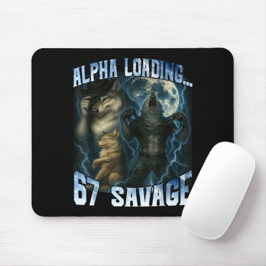 Alpha Wolf Loading 67 Percent Savage Funny Wolves  Mousepad (Mit Mouse)