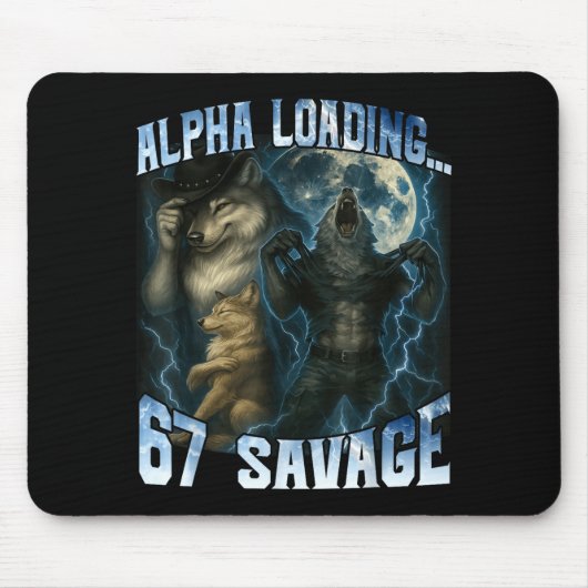 Alpha Wolf Loading 67 Percent Savage Funny Wolves  Mousepad (Vorne)