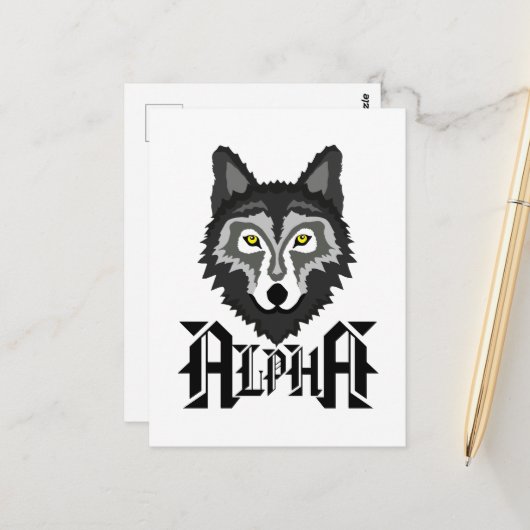 Alpha Wolf Postkarte (Vorderseite/Rückseite Beispiel)