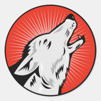 Alpha Wolf Round Glossy Sticker von ZEROSIXFEMALE