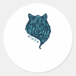 Alpha Wolf Runder Aufkleber