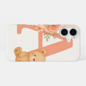 Alphabet A Floral Bear Phone Case iPhone 16 Hülle (Rückseite (Horizontal))