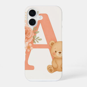 Alphabet A Florales Bären-Handyhülle iPhone 16 Hülle