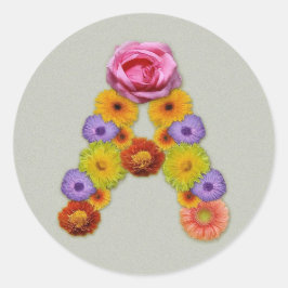 Alphabet A in Blume Runder Aufkleber