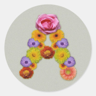 Alphabet A in Blume Runder Aufkleber