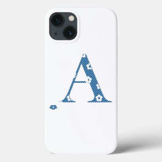 Alphabet A mit Blume Muster (blau) Case-Mate iP iPhone Hülle (Rückseite)