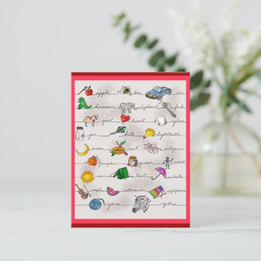 Alphabet A-Z Postkarte (Stehend Vorderseite)