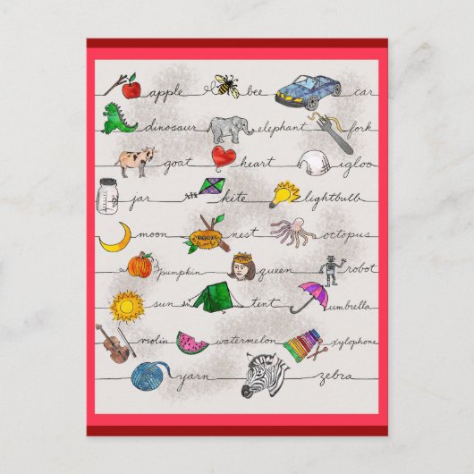 Alphabet A-Z Postkarte (Vorderseite)